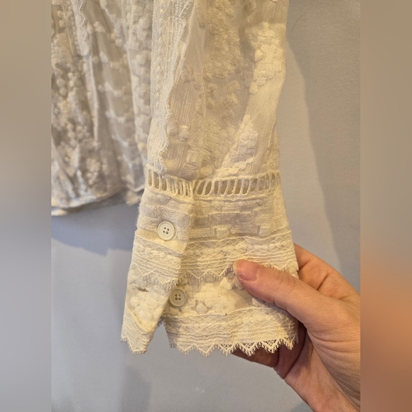 Rebecca Taylor Silk Chiffon Embroidered Top Size 6 - Picture 3 of 9